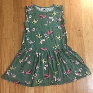 Green Birds and Flowers Dress